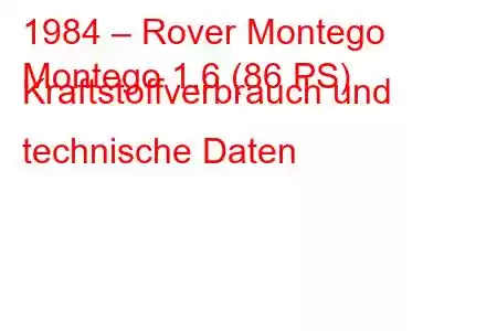 1984 – Rover Montego
Montego 1.6 (86 PS) Kraftstoffverbrauch und technische Daten