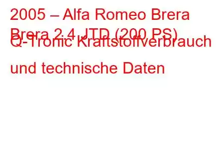 2005 – Alfa Romeo Brera
Brera 2.4 JTD (200 PS) Q-Tronic Kraftstoffverbrauch und technische Daten