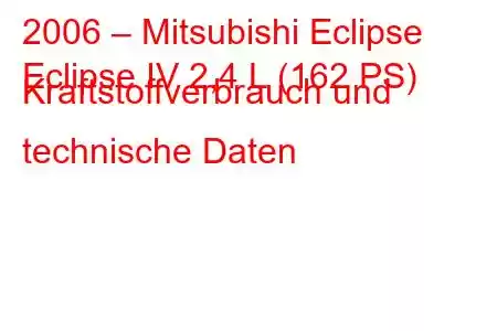 2006 – Mitsubishi Eclipse
Eclipse IV 2,4 L (162 PS) Kraftstoffverbrauch und technische Daten