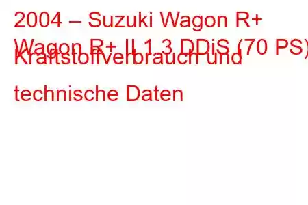 2004 – Suzuki Wagon R+
Wagon R+ II 1.3 DDiS (70 PS) Kraftstoffverbrauch und technische Daten