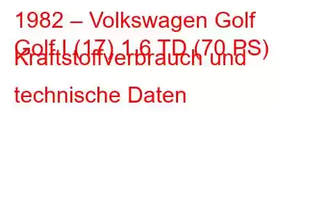 1982 – Volkswagen Golf
Golf I (17) 1.6 TD (70 PS) Kraftstoffverbrauch und technische Daten