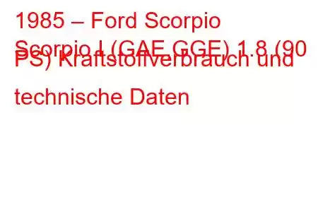 1985 – Ford Scorpio
Scorpio I (GAE,GGE) 1.8 (90 PS) Kraftstoffverbrauch und technische Daten