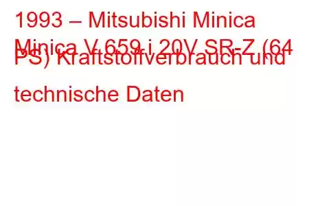 1993 – Mitsubishi Minica
Minica V 659 i 20V SR-Z (64 PS) Kraftstoffverbrauch und technische Daten