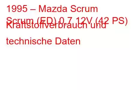 1995 – Mazda Scrum
Scrum (ED) 0,7 12V (42 PS) Kraftstoffverbrauch und technische Daten