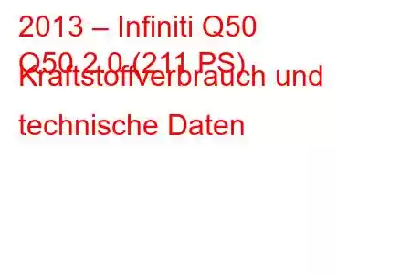 2013 – Infiniti Q50
Q50 2.0 (211 PS) Kraftstoffverbrauch und technische Daten