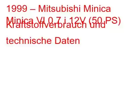 1999 – Mitsubishi Minica
Minica VI 0,7 i 12V (50 PS) Kraftstoffverbrauch und technische Daten