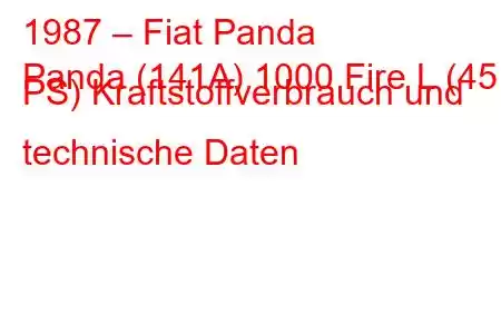 1987 – Fiat Panda
Panda (141A) 1000 Fire L (45 PS) Kraftstoffverbrauch und technische Daten