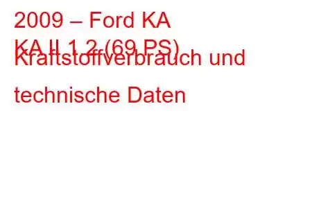 2009 – Ford KA
KA II 1.2 (69 PS) Kraftstoffverbrauch und technische Daten