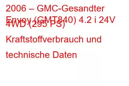 2006 – GMC-Gesandter
Envoy (GMT840) 4.2 i 24V 4WD (295 PS) Kraftstoffverbrauch und technische Daten