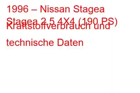 1996 – Nissan Stagea
Stagea 2.5 4X4 (190 PS) Kraftstoffverbrauch und technische Daten