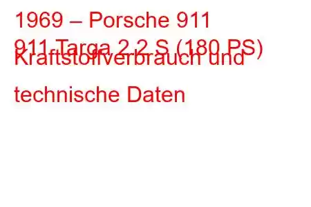 1969 – Porsche 911
911 Targa 2.2 S (180 PS) Kraftstoffverbrauch und technische Daten