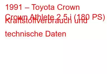 1991 – Toyota Crown
Crown Athlete 2.5 i (180 PS) Kraftstoffverbrauch und technische Daten