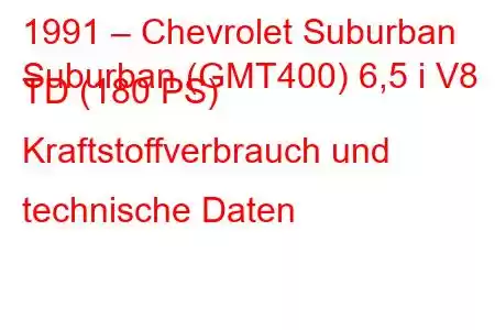 1991 – Chevrolet Suburban
Suburban (GMT400) 6,5 i V8 TD (180 PS) Kraftstoffverbrauch und technische Daten