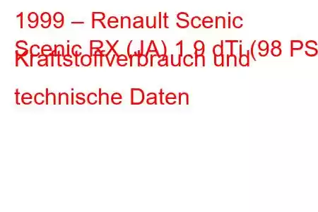 1999 – Renault Scenic
Scenic RX (JA) 1.9 dTi (98 PS) Kraftstoffverbrauch und technische Daten