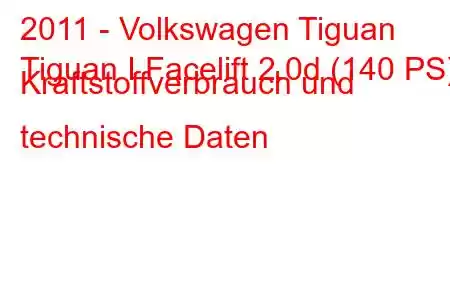 2011 - Volkswagen Tiguan
Tiguan I Facelift 2.0d (140 PS) Kraftstoffverbrauch und technische Daten