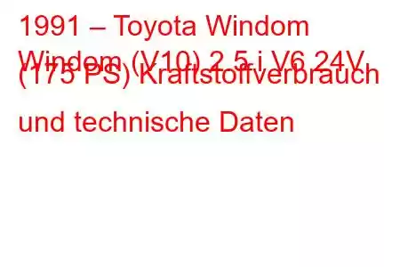 1991 – Toyota Windom
Windom (V10) 2.5 i V6 24V (175 PS) Kraftstoffverbrauch und technische Daten