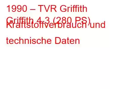 1990 – TVR Griffith
Griffith 4.3 (280 PS) Kraftstoffverbrauch und technische Daten