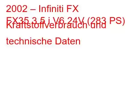 2002 – Infiniti FX
FX35 3.5 i V6 24V (283 PS) Kraftstoffverbrauch und technische Daten