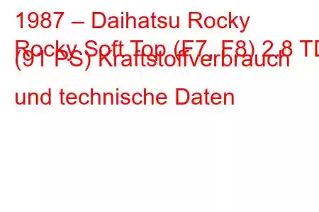 1987 – Daihatsu Rocky
Rocky Soft Top (F7, F8) 2.8 TD (91 PS) Kraftstoffverbrauch und technische Daten