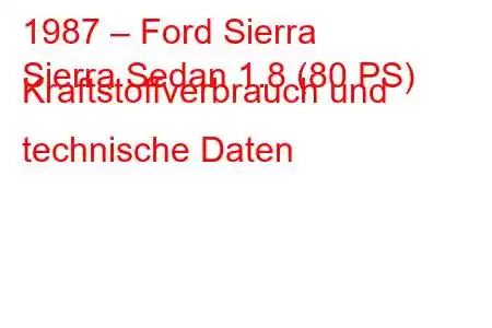 1987 – Ford Sierra
Sierra Sedan 1.8 (80 PS) Kraftstoffverbrauch und technische Daten