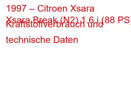 1997 – Citroen Xsara
Xsara Break (N2) 1.6 i (88 PS) Kraftstoffverbrauch und technische Daten