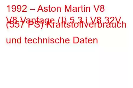 1992 – Aston Martin V8
V8 Vantage (I) 5.3 i V8 32V (557 PS) Kraftstoffverbrauch und technische Daten