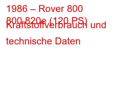 1986 – Rover 800
800 820e (120 PS) Kraftstoffverbrauch und technische Daten