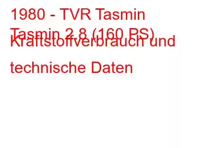 1980 - TVR Tasmin
Tasmin 2.8 (160 PS) Kraftstoffverbrauch und technische Daten