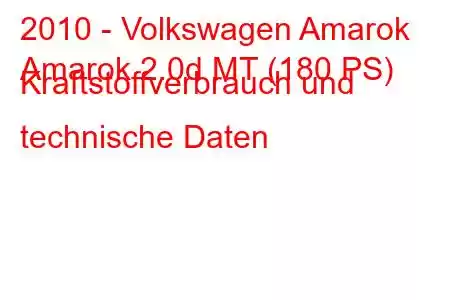 2010 - Volkswagen Amarok
Amarok 2.0d MT (180 PS) Kraftstoffverbrauch und technische Daten