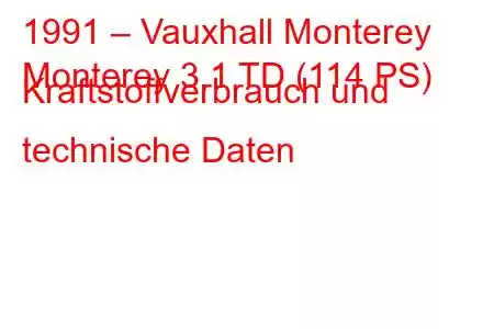 1991 – Vauxhall Monterey
Monterey 3.1 TD (114 PS) Kraftstoffverbrauch und technische Daten