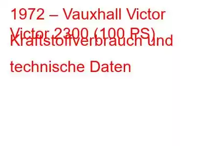 1972 – Vauxhall Victor
Victor 2300 (100 PS) Kraftstoffverbrauch und technische Daten