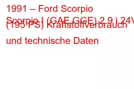 1991 – Ford Scorpio
Scorpio I (GAE,GGE) 2.9 i 24V (195 PS) Kraftstoffverbrauch und technische Daten