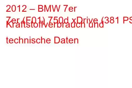 2012 – BMW 7er
7er (F01) 750d xDrive (381 PS) Kraftstoffverbrauch und technische Daten