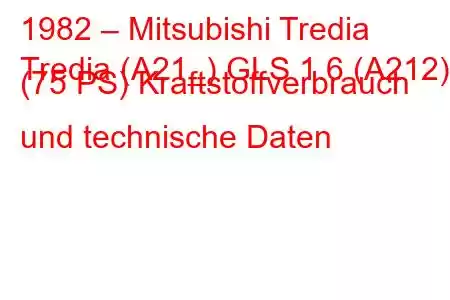 1982 – Mitsubishi Tredia
Tredia (A21_) GLS 1.6 (A212) (75 PS) Kraftstoffverbrauch und technische Daten