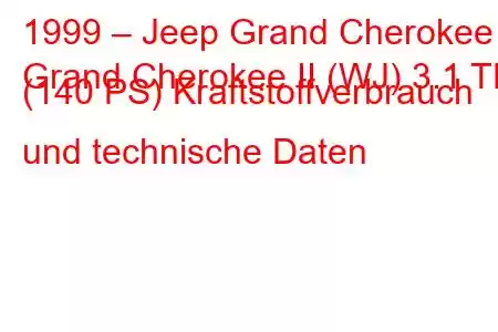 1999 – Jeep Grand Cherokee
Grand Cherokee II (WJ) 3.1 TD (140 PS) Kraftstoffverbrauch und technische Daten