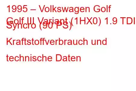 1995 – Volkswagen Golf
Golf III Variant (1HX0) 1.9 TDI Syncro (90 PS) Kraftstoffverbrauch und technische Daten