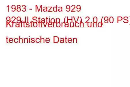 1983 - Mazda 929
929 II Station (HV) 2.0 (90 PS) Kraftstoffverbrauch und technische Daten