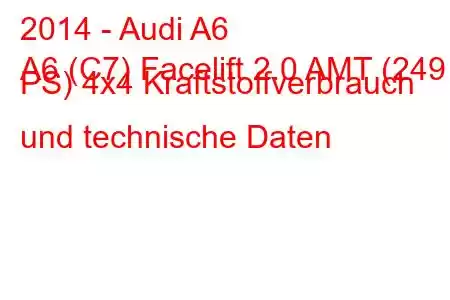 2014 - Audi A6
A6 (C7) Facelift 2.0 AMT (249 PS) 4x4 Kraftstoffverbrauch und technische Daten