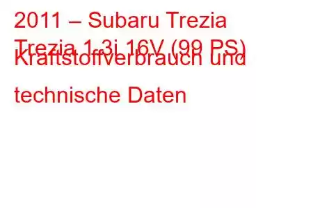 2011 – Subaru Trezia
Trezia 1.3i 16V (99 PS) Kraftstoffverbrauch und technische Daten