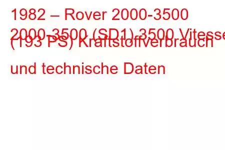 1982 – Rover 2000-3500
2000-3500 (SD1) 3500 Vitesse (193 PS) Kraftstoffverbrauch und technische Daten