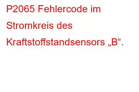 P2065 Fehlercode im Stromkreis des Kraftstoffstandsensors „B“.