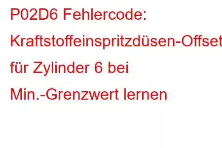 P02D6 Fehlercode: Kraftstoffeinspritzdüsen-Offset für Zylinder 6 bei Min.-Grenzwert lernen