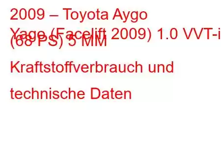 2009 – Toyota Aygo
Yago (Facelift 2009) 1.0 VVT-i (68 PS) 5 МM Kraftstoffverbrauch und technische Daten