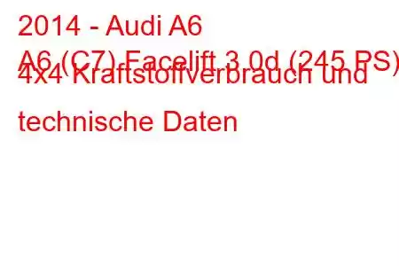 2014 - Audi A6
A6 (C7) Facelift 3.0d (245 PS) 4x4 Kraftstoffverbrauch und technische Daten