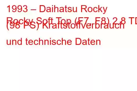 1993 – Daihatsu Rocky
Rocky Soft Top (F7, F8) 2.8 TD (98 PS) Kraftstoffverbrauch und technische Daten