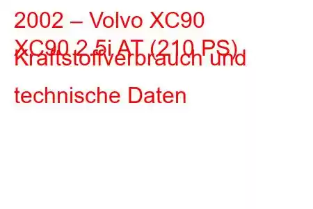 2002 – Volvo XC90
XC90 2.5i AT (210 PS) Kraftstoffverbrauch und technische Daten