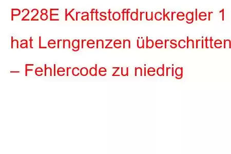 P228E Kraftstoffdruckregler 1 hat Lerngrenzen überschritten – Fehlercode zu niedrig