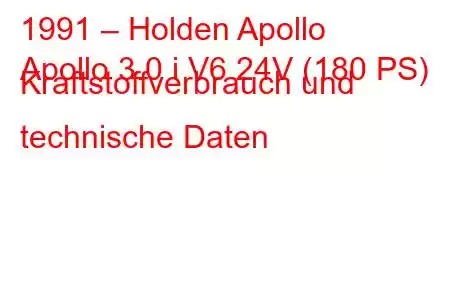 1991 – Holden Apollo
Apollo 3.0 i V6 24V (180 PS) Kraftstoffverbrauch und technische Daten