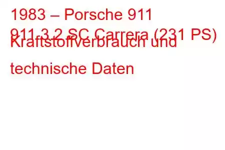 1983 – Porsche 911
911 3.2 SC Carrera (231 PS) Kraftstoffverbrauch und technische Daten