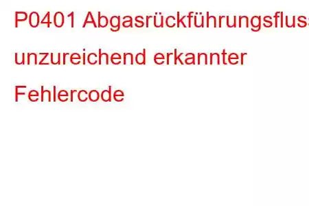 P0401 Abgasrückführungsfluss unzureichend erkannter Fehlercode